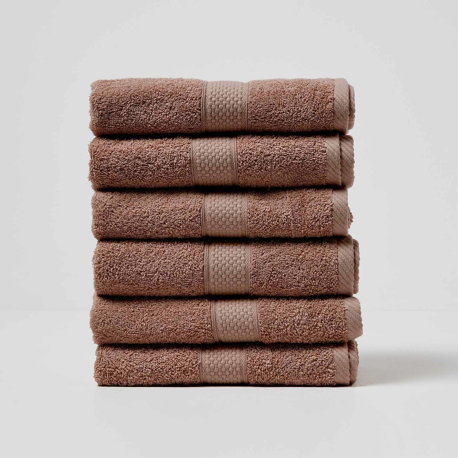 HOMESCAPES Chocolate Brown Turkish Cotton Set of 6 Hand Towels Super Soft Thick & Absorbent 500 GSM Towel Heavy Weight for everyday Luxury
