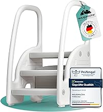WOLKENGLÜCK® Tritthocker Kinder (3 Stufen) - Rutschfester Kinder Hocker von 1,5 bis 6 Jahre (Belastbar bis 70 kg) - Kindertreppe für Badezimmer, Waschbecken, Küche oder Toilette - Kinderhocker