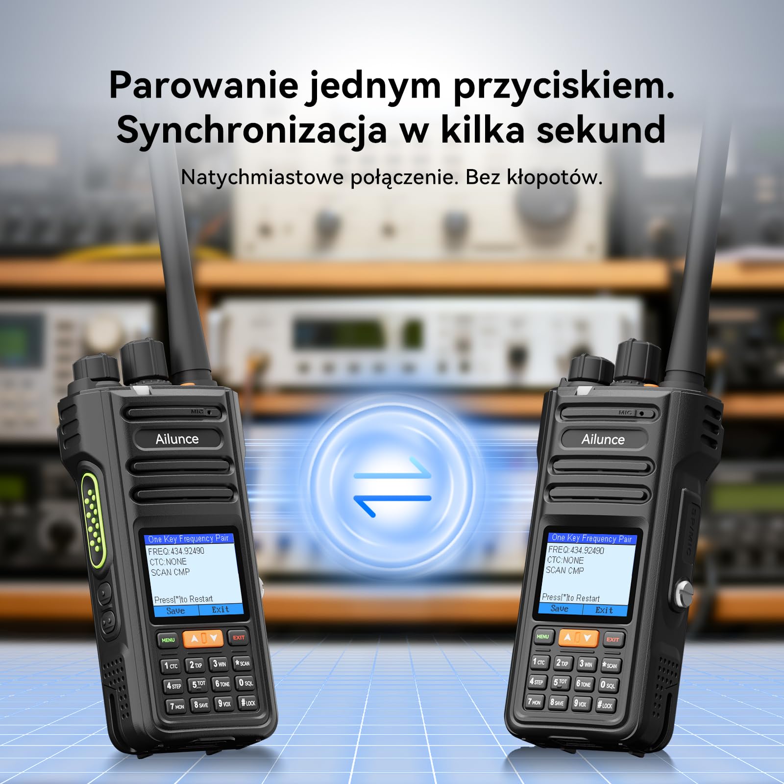 Retevis Ailunce HA2 Radiotelefon Amatorski Bluetooth, Sterowanie Aplikacją, APRS/GPS, Szybkie Ładowanie, Dwupasmowe Radio Przenośne, Wodoodporność IP67, Odbiór Lotniczy, FM, 2800 mAh USB-C, Radio Dwuk