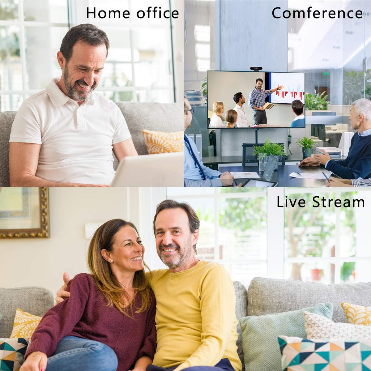 Webcam with Microphone for Desktop Laptop,1080P HD USB Streaming Web Cam for Windows Mac OS, Conference, Gaming, Courses, Flexible Mount, Privacy Cover Inlcuded, Business Grade