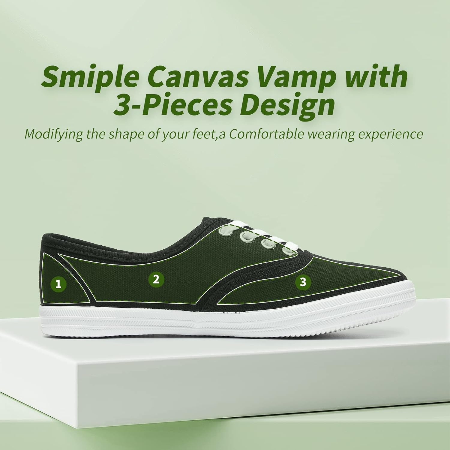 TUOPIN Womens White Canvas Sneakers Low Top Lace-up Casual Tennis Shoes image 5