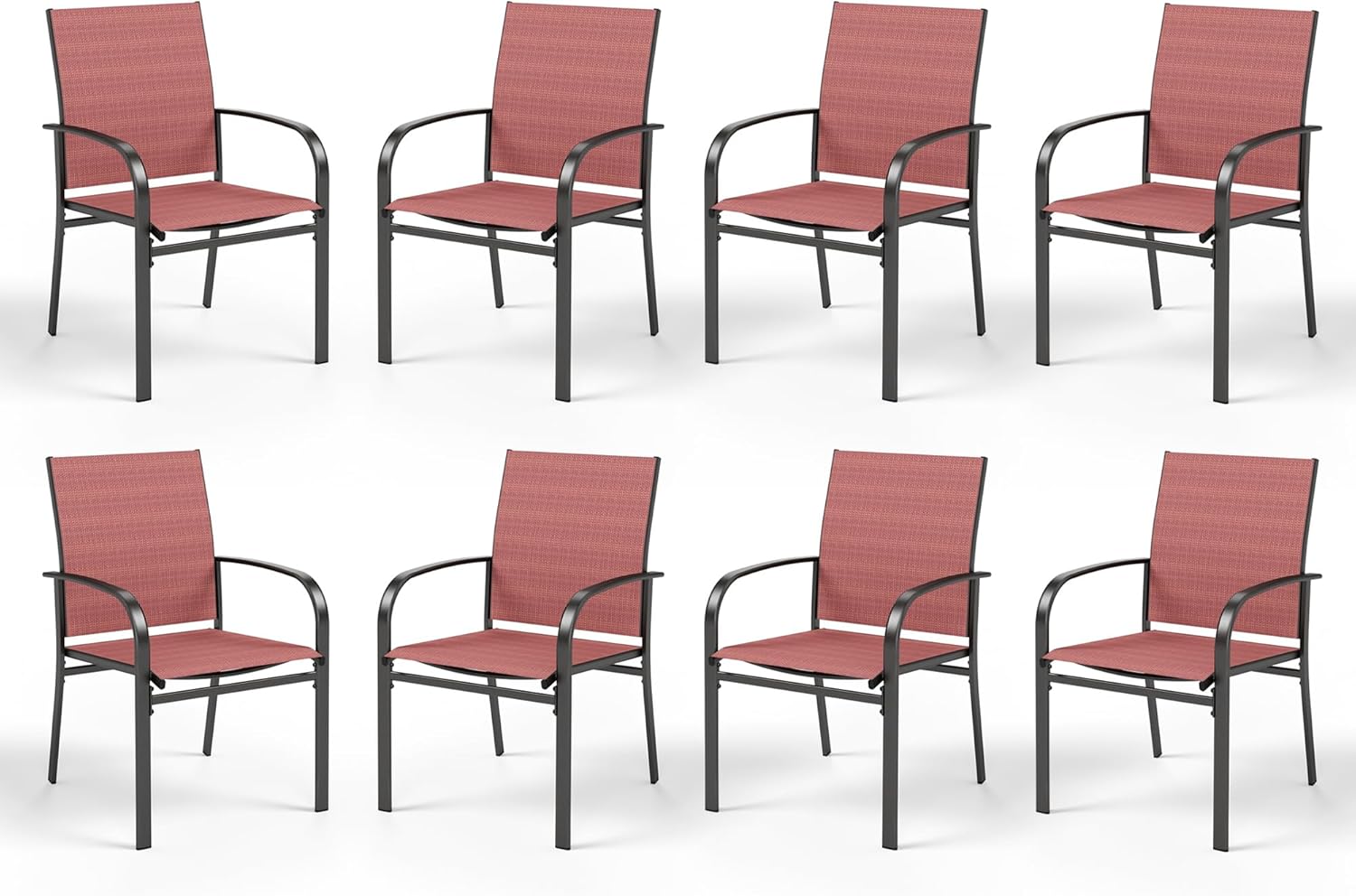 HERA'S HOUSE Patio Dining Chairs Set of 4, 36" Textilene Fabric Outdoor Chair with Wrought Iron Metal Frame Support 350lbs for Garden Lawn Backyard Kitchen Deck, Blue