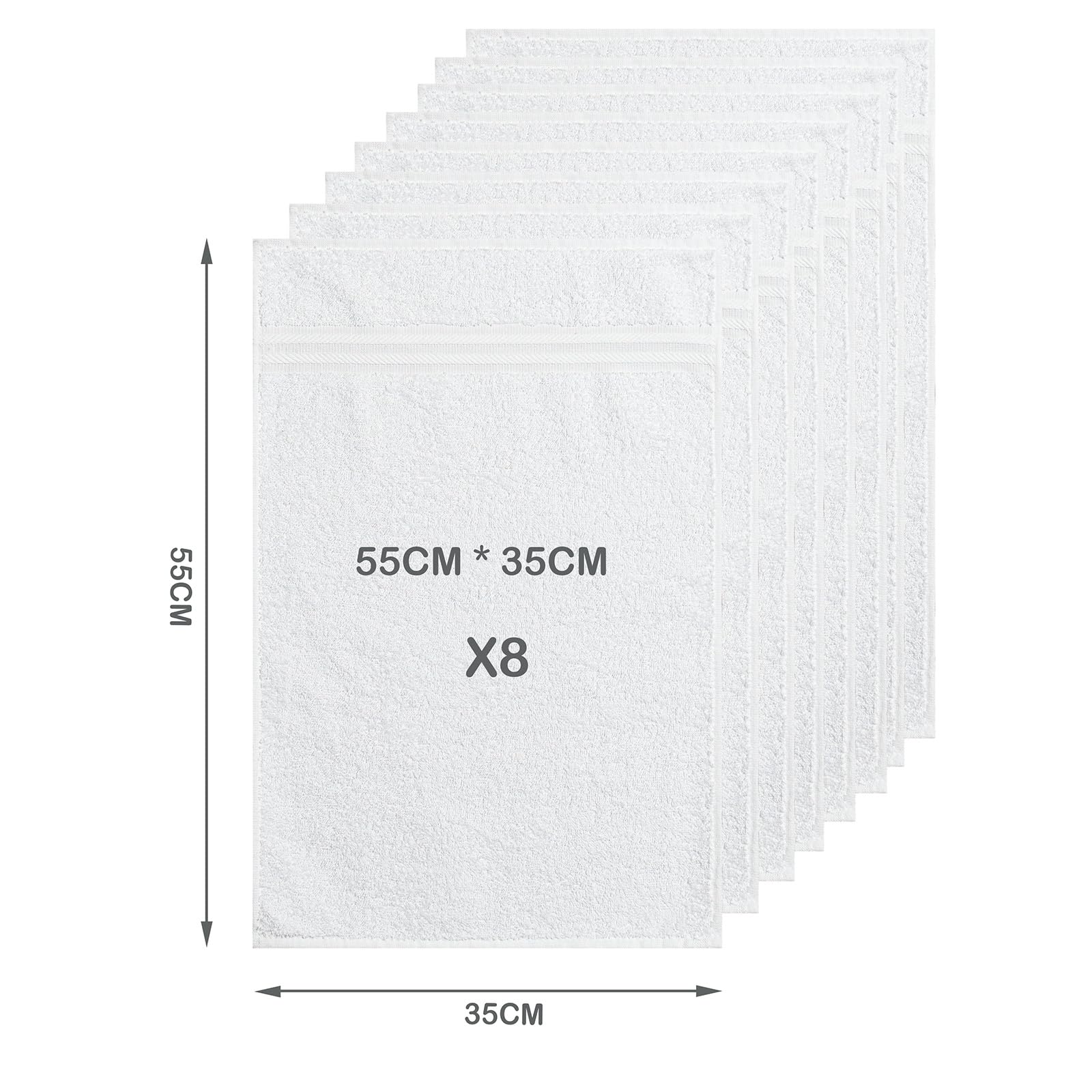 nice homeit Set 8 Asciugamani viso e Bidet in Cotone 35x55 in 100% cotone filato ad anello – set asciugamani da bagno viso e ospite Extra Morbidi e Assorbenti. MADE IN ITALY - BIANCO