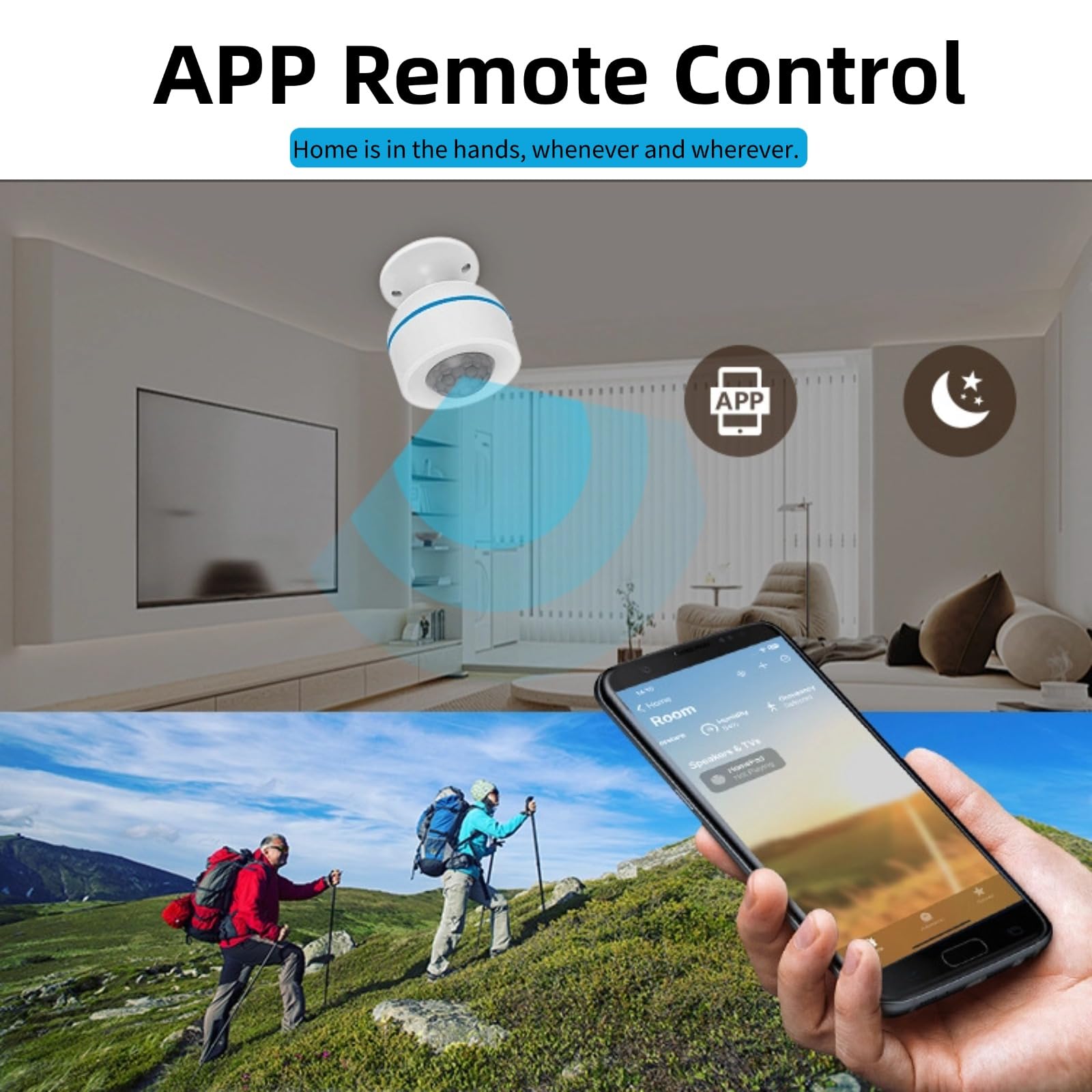 PIR-Bewegungssensor, Matter USB-PIR-Infrarotsensor mit Temperaturüberwachung, Einstellbare Empfindlichkeit, für Smart Home Control System