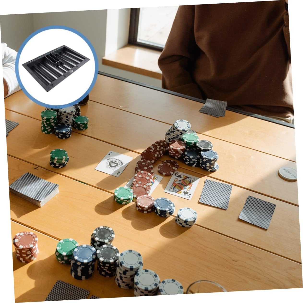 Table Chip Storage Tray Plastic Poker Chip Holder Space-Saving Design Lightweight and Easy to Store for Game and Parties