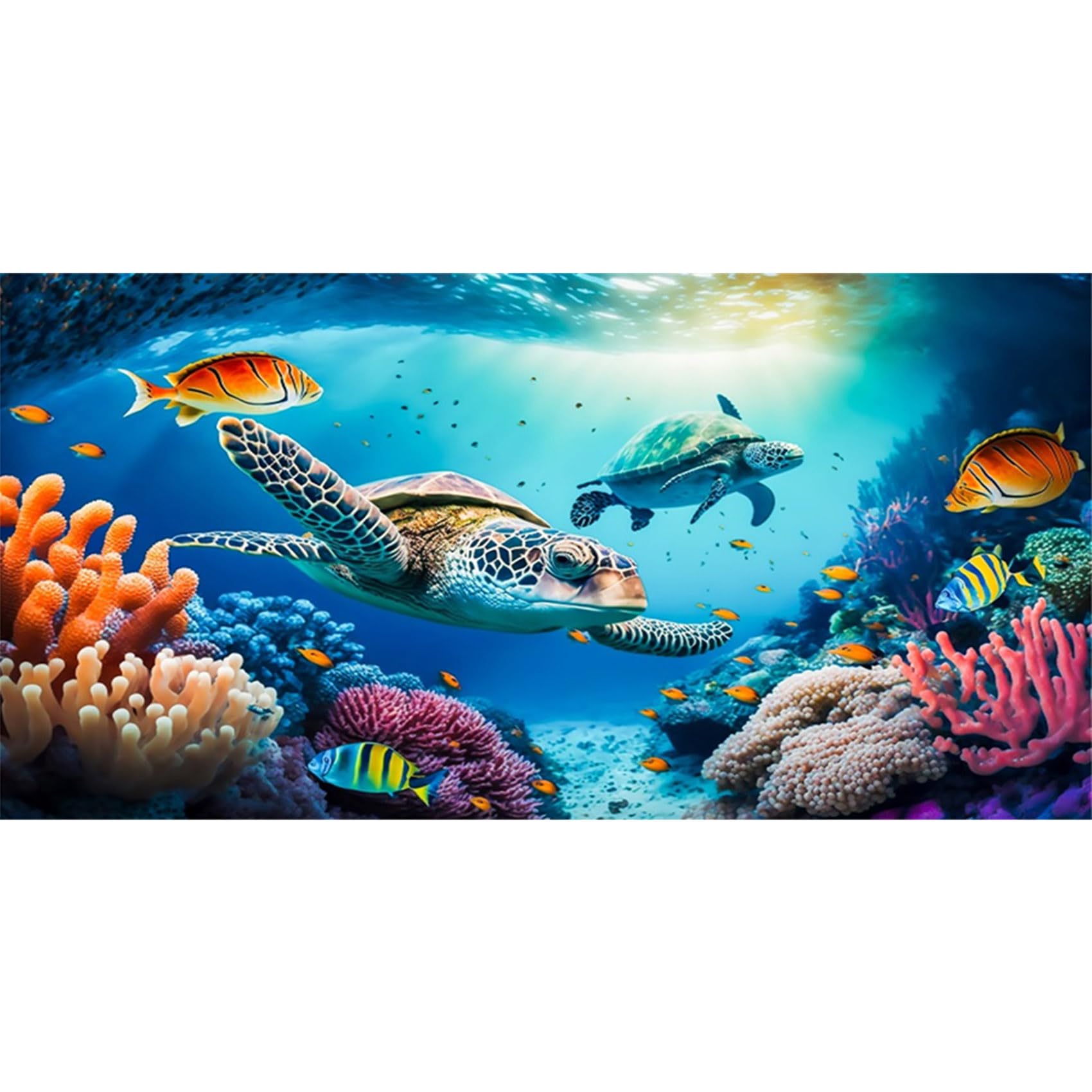 MIRRORANG 61x41cm Undersea Aquarium Background Sea Turtle Underwater World Fish Tank Background โ image 1