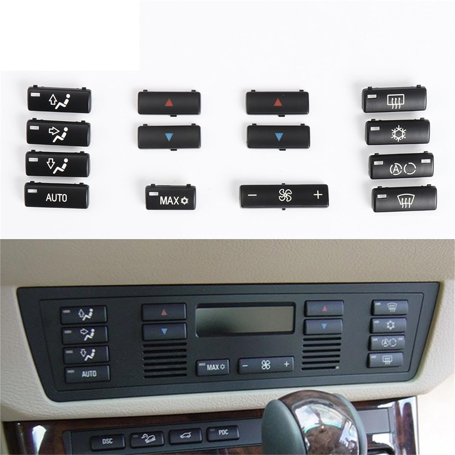 A/C Control Switch Replacement 14pcs/Set Car Climate Control Air Conditioning Switch Button Covers Fit for BMW X5 E53 1999-2006 E39 1996-2002