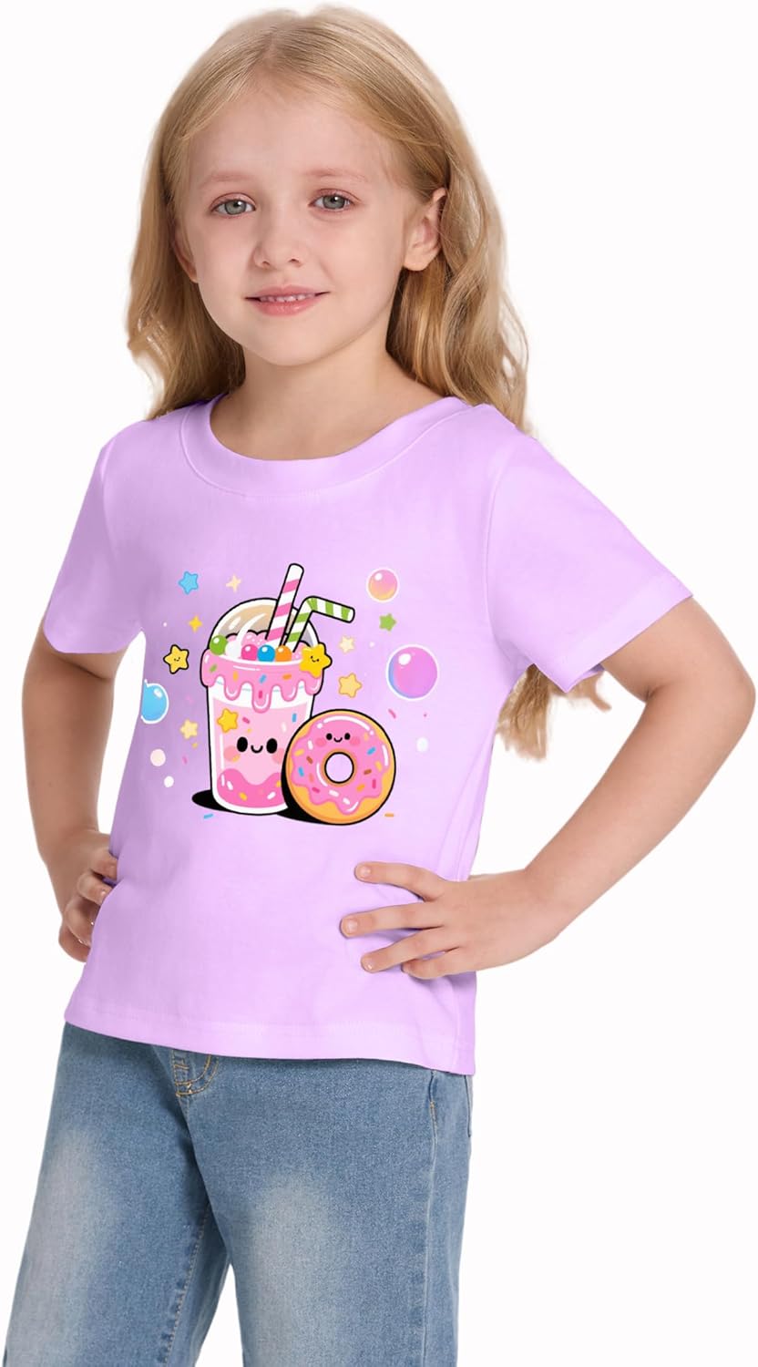 Girls' Shirts Cotton Short Sleeve T-Shirts Casual Graphic Tees Tops 3-7 Years - Image 3