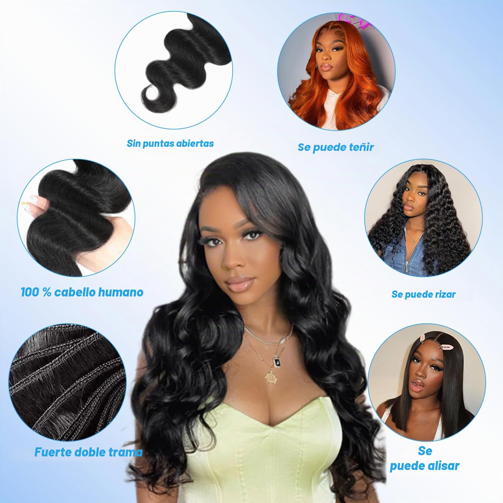 Human Hair Bundles Body Wave Brazilian Weave Hair Extensions 16 18 20 inch | 3 Bundles 100% Unprocessed Body Wave Hair Extensions Brazilian Weave Bundles for Black Women Natural Color 210g