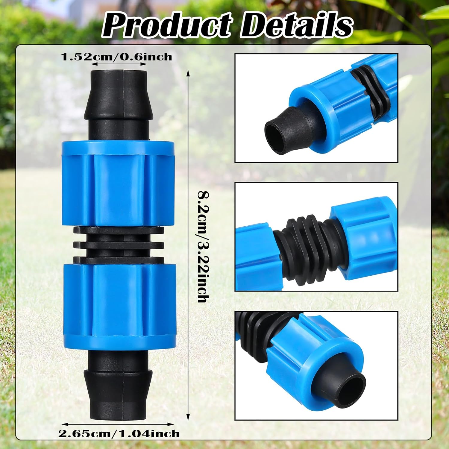 Tujoe 50 Pcs Drip Irrigation Connector Blue Drip Tape Coupling 5/8 Inch Universal Joint Drips Line Connectors Drips Irrigation Tools Fittings Compatible with Most 16-17 mm Sprinkler Systems