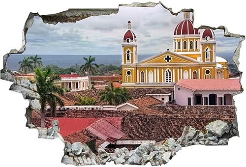 Miniatura 6 de Calcomanías de pared rotas en 3D, diseño de La Habana, Cuba Downtown Skyline at Dusk de 36 x 24 pulgadas, vinilo de pared extraíble, despegar y