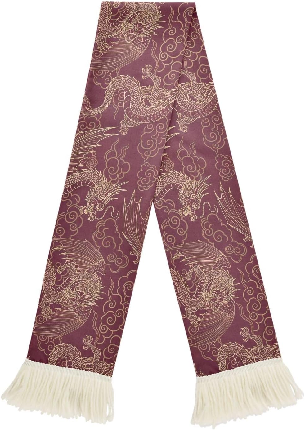 CHIFIGNO Dragon Red Sports Fan Scarf Sweat Towel, Soft Polyester Rally Towel for Soccer Games, Quick Dry Cheering Scarf with Fringe Ends