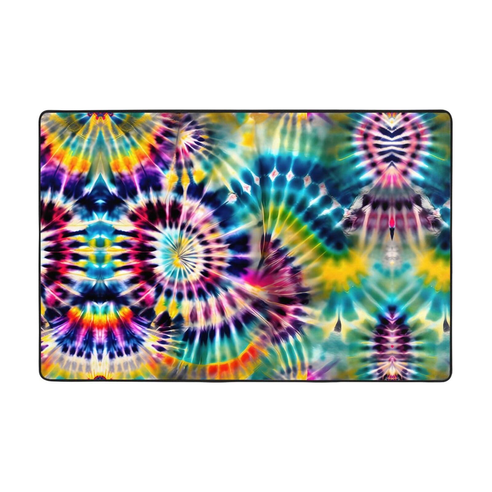 Tapis tie-dye exotique super doux grand format pour salon et chambre