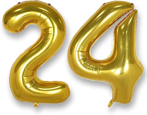 Miniatura 24 de AULE Globos grandes de Mylar de 40 pulgadas para hombres y mujeres, decoraciones de fiesta de cumpleaños de 60 años, suministros de fiesta de