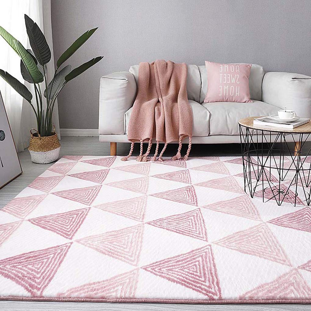 Amazon | ラグ おしゃれ 北欧 ピンク ストライプ柄 カーペット 160x230