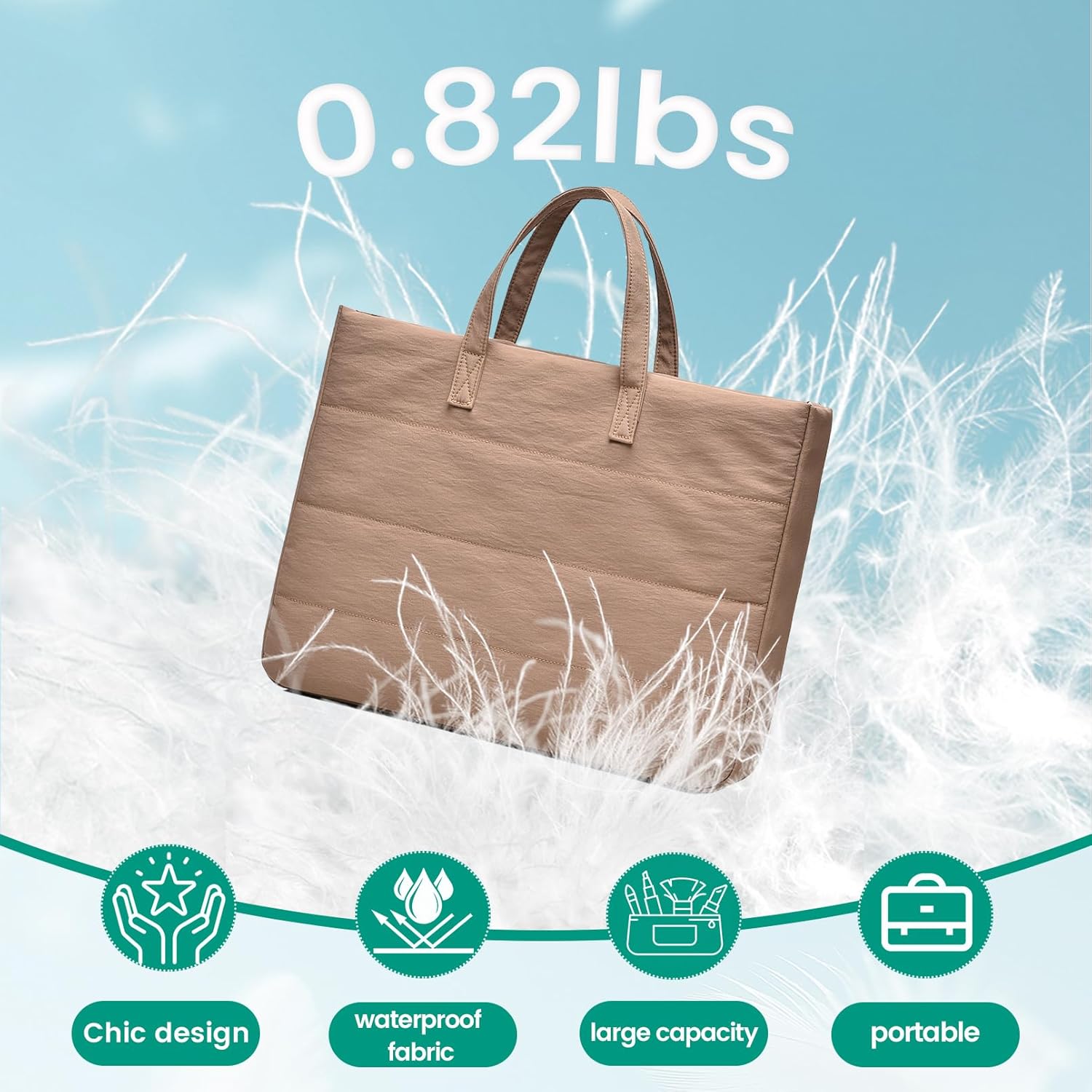 14 Inch Laptop Bag, Water-Repellent Fabric, Compatible with MacBook Pro 14 Inch, MacBook Air, Lightweight Laptop Case for Work, Travel, Study, Light Beige