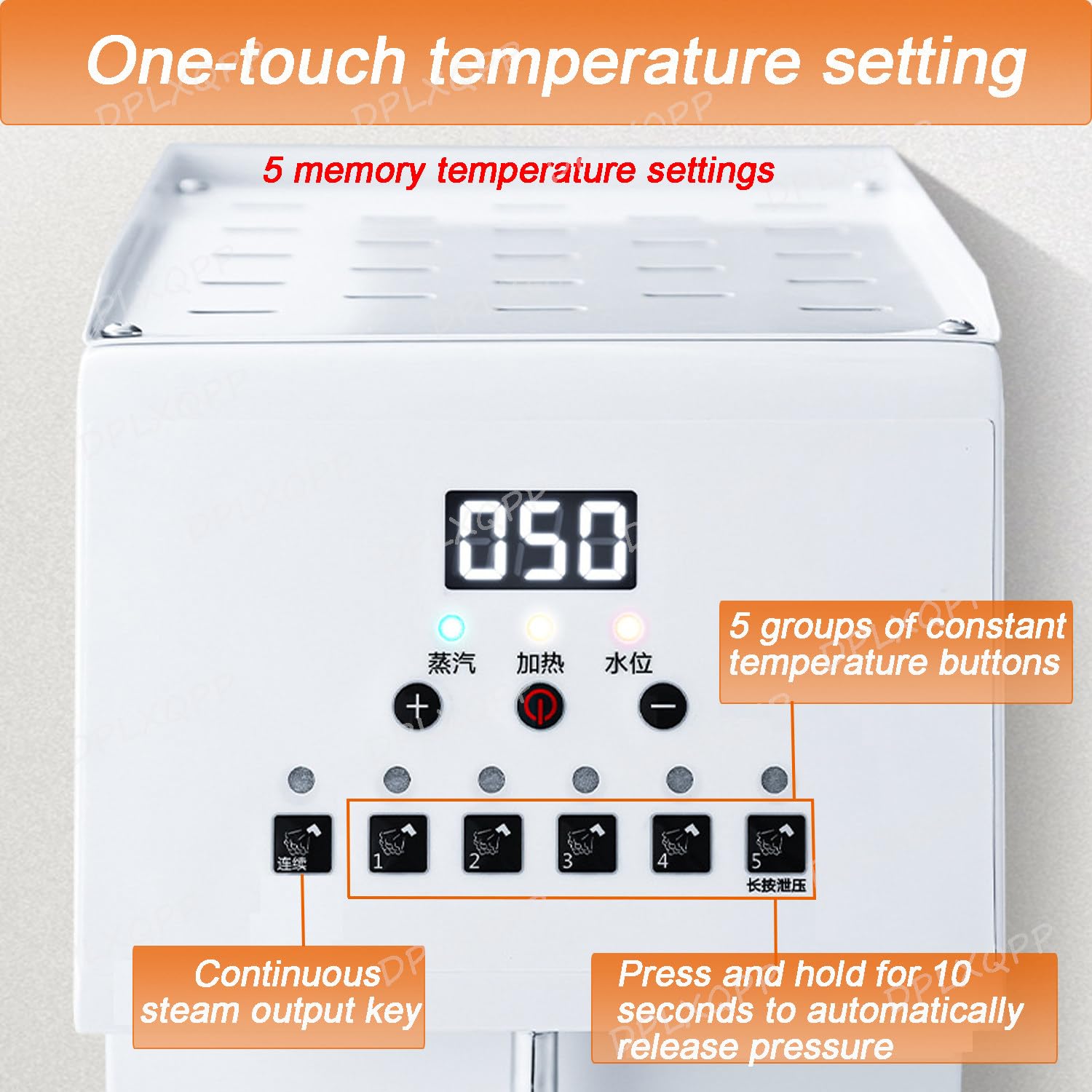 Máquina espumadora de leche a vapor comercial, potencia de 2500 W con 5 ajustes de temperatura y calentamiento rápido de 2 minutos, tanque de 6 litros para cafeterías y tiendas de té Boba