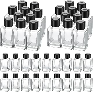 Umigy 50 Set Glass Diffuser Bottles Reed Diffuser Empty Jars Clear Fragrance Bottle with Black Caps 50ml 1.7 oz Essential Oil Jars for DIY Fragrance