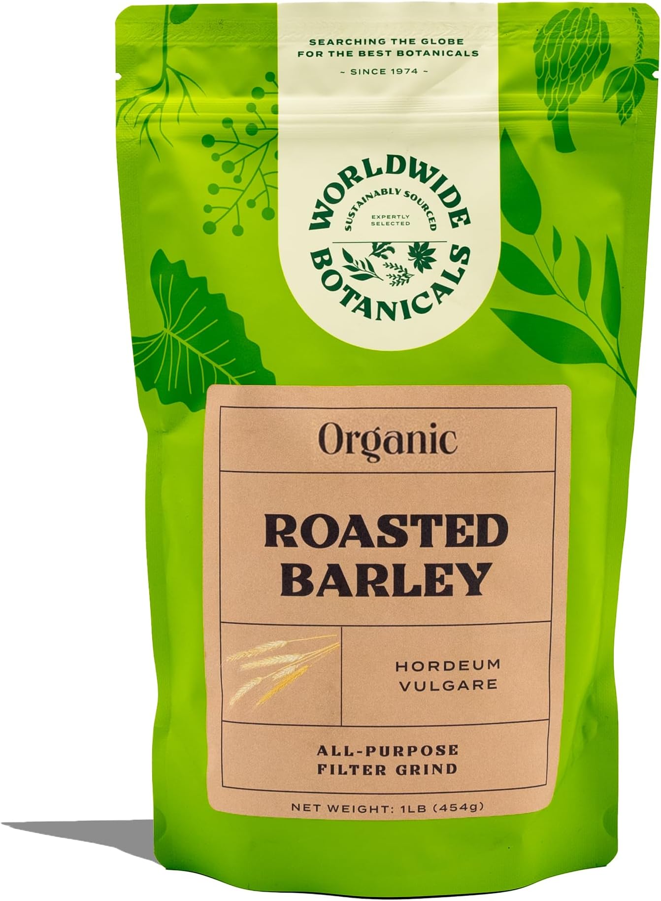 Worldwide Botanicals Organic Barley, Dark Roast – 1 lb –Italy’s Orzo, their Favorite Caffeine-Free Coffee Alternative – Brew Like Coffee – Acid Free, Kosher, Ground, 16 ounces