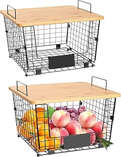 Foldable Countertop Storage Basket Metal Stac...,