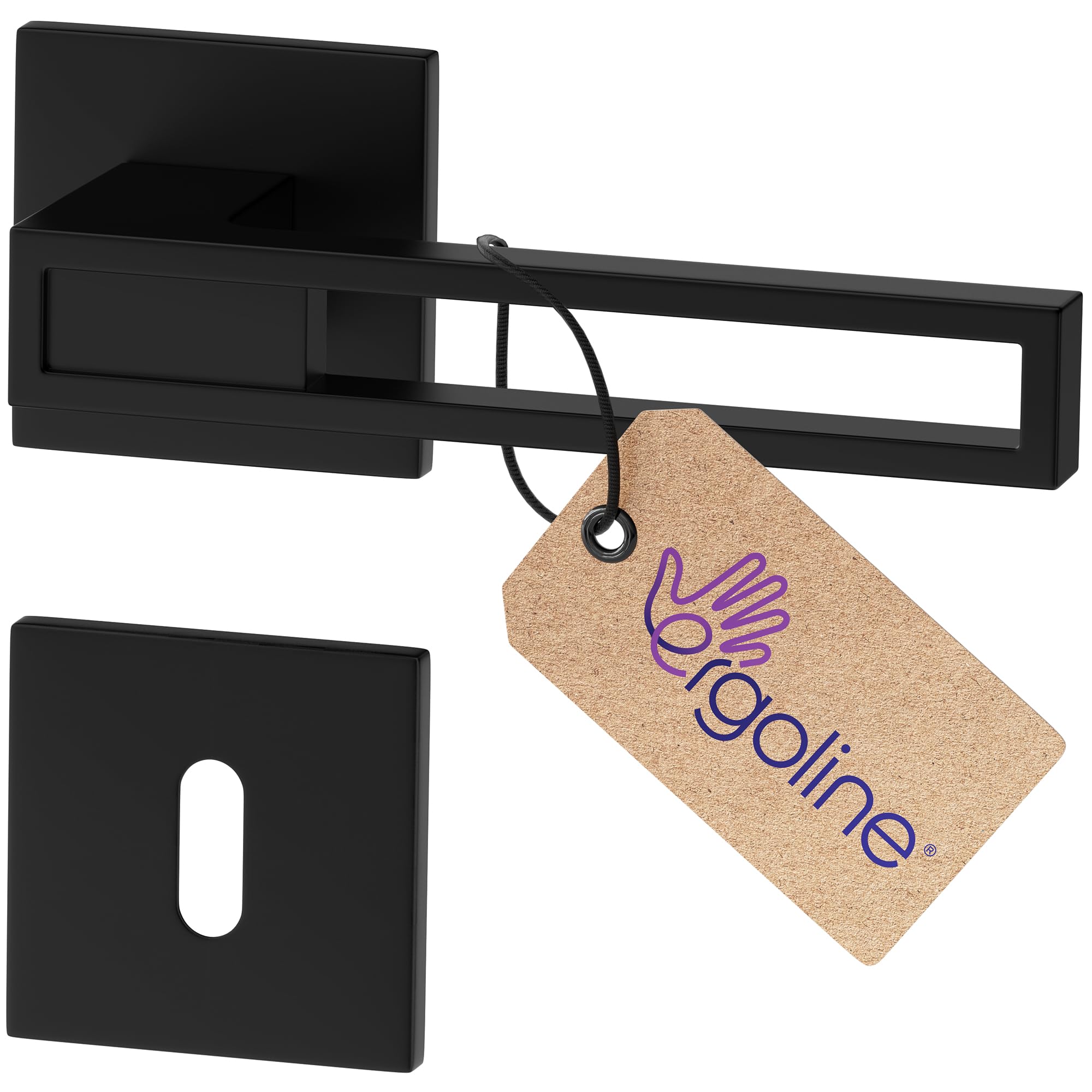 ERGO line Design moderne, poignée de porte noire TOMMY, pour portes d'intérieur à clé, la silhouette ultra-fine, poignée carrée noire mate, garnitures de porte, poignée