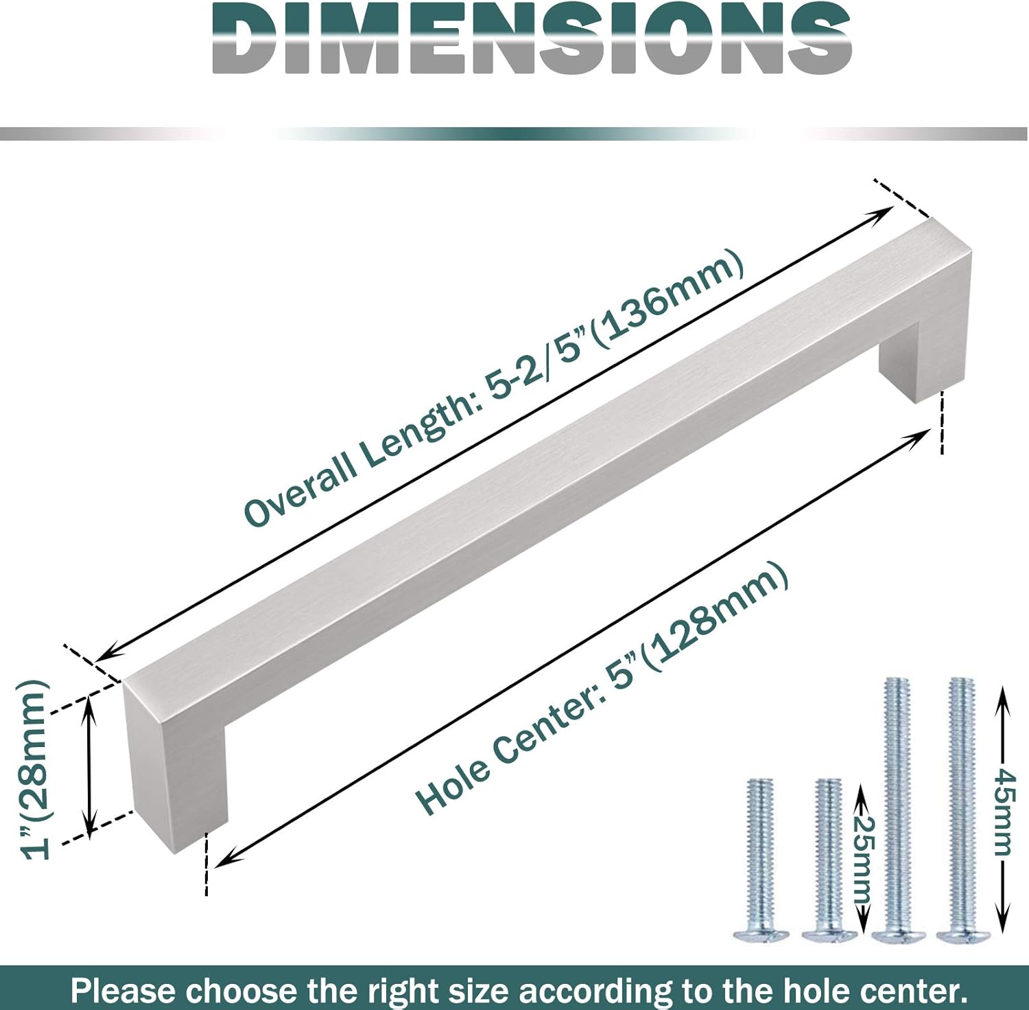 Flash Sale Buy 1 get 1 GOBEKOR 25 Pack Brushed Nickel Cabinet Pulls Solid Drawer Pulls 5in(128mm) Hole Centers, Square Bar Dresser Handles Zinc Alloy Cupboard Handles