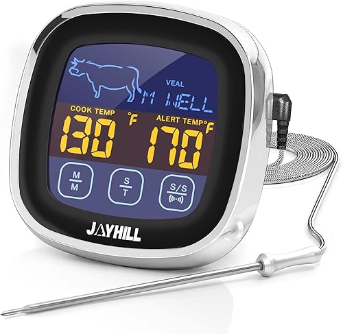JOYHILL Termómetro digital para carne, pantalla táctil mejorada 2022, termómetro de alimentos de lectura instantánea con sonda de mango,