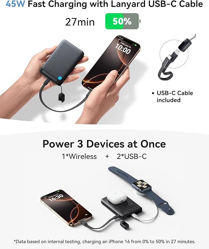 INIU Batería Magnética 10000mAh Carga Inalámbrica 15W USB-C miniatura 4