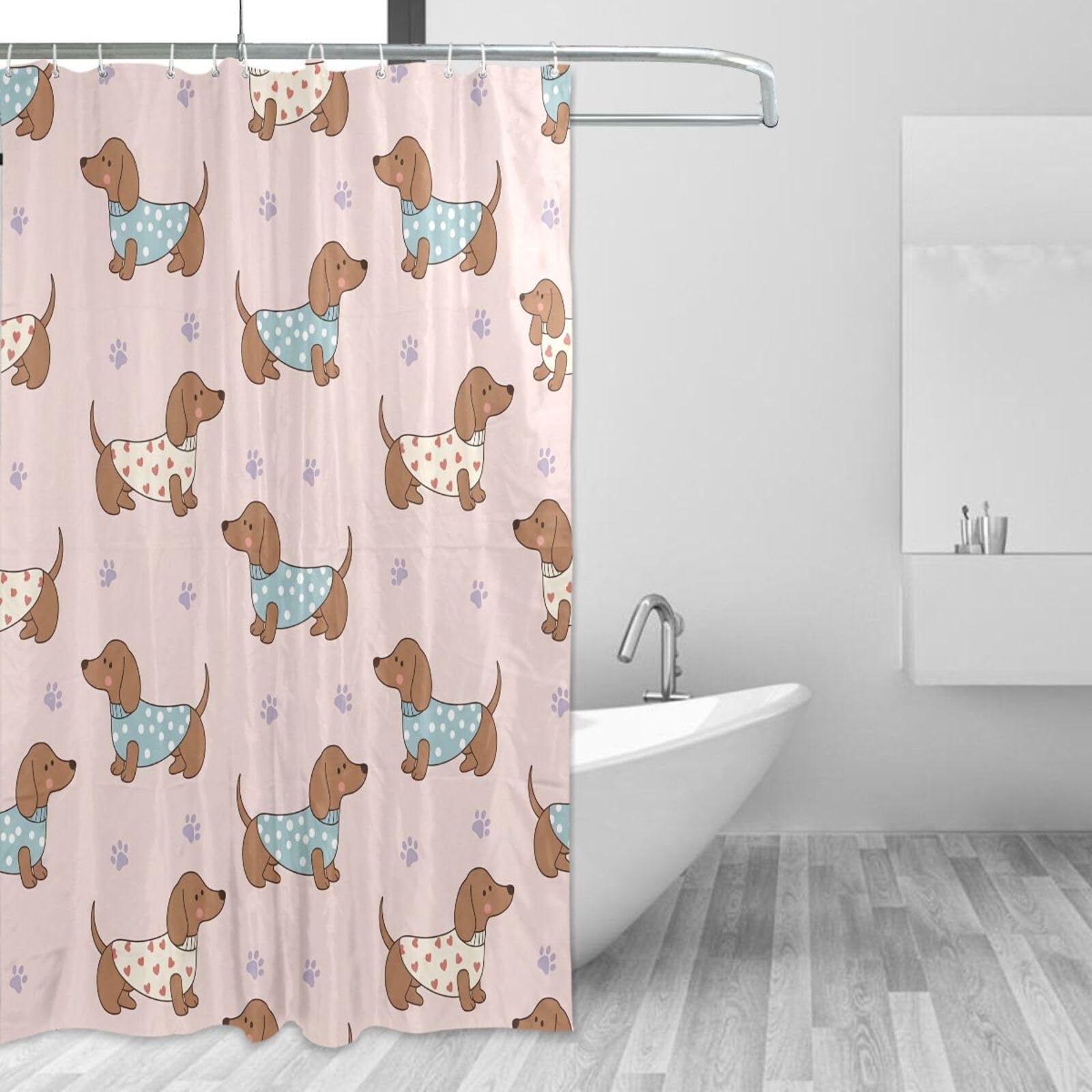 Rideau de douche imperméable et lavable avec 12 crochets pour baignoire familiale