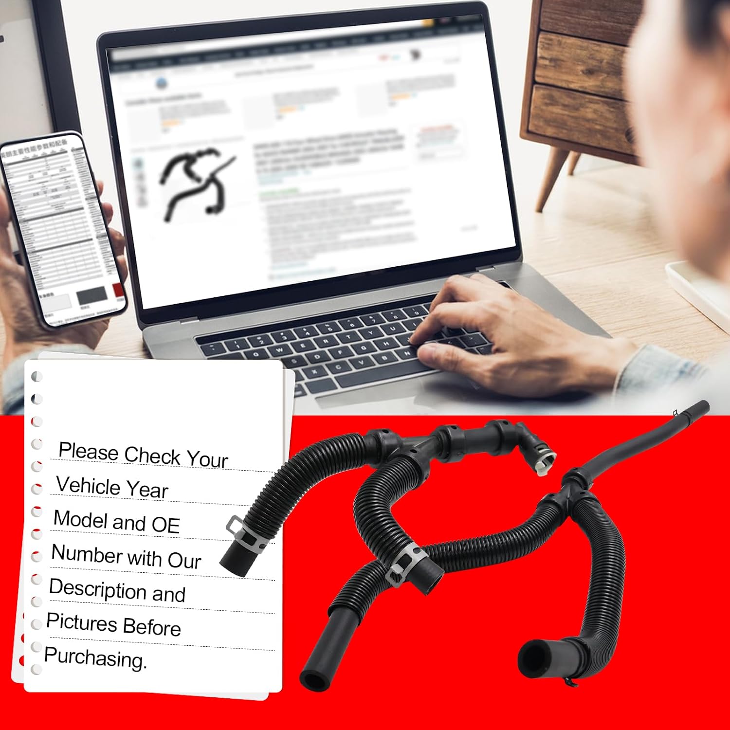 SMMS 626-315HP HVAC Heater Hose for Chrysler Town and Country V6, for Dodge Grand Caravan V6 3.6L 2011-2019, Engine Hose Assembly Replaces OE 5058729AH