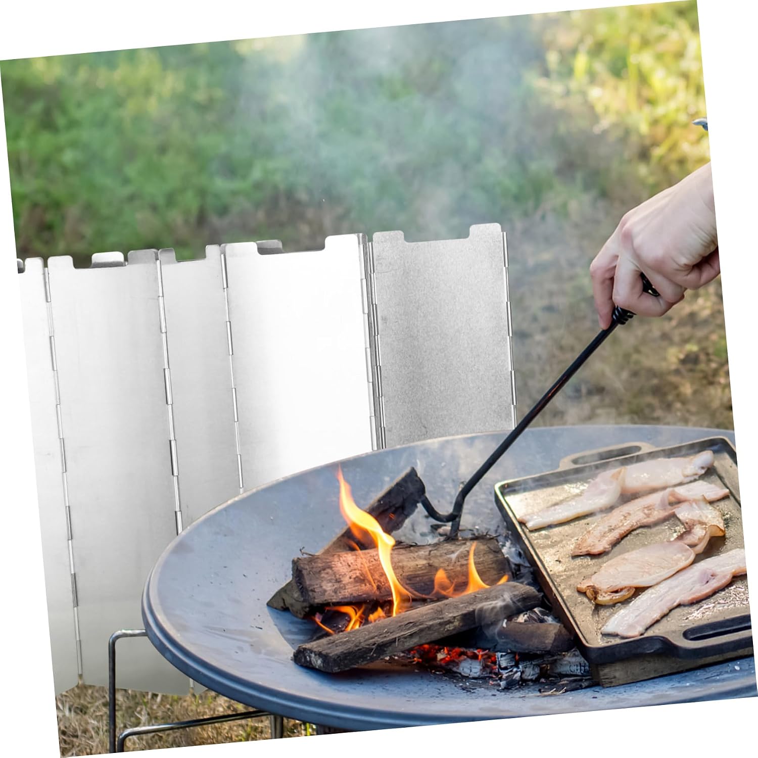 Aluminum Alloy Windshield 1pc Thicken Outdoor BBQ Windscreen Folding Camping Supply Stove Windscreen Wind Blocker