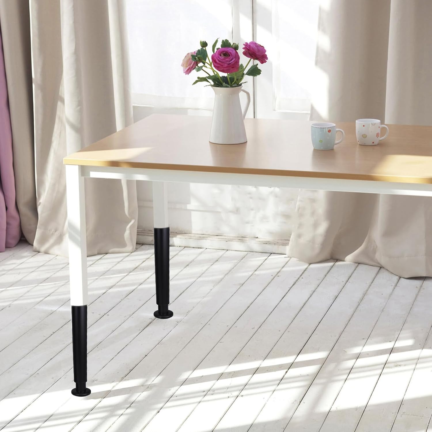 Zerodeko 4pcs Adjustable Furniture Legs Bed Frame Support Slats Adjustable Table Legs Heavy Duty Bed Replacement Parts for Sofa Cabinet Couch Black 25-42cm Feet