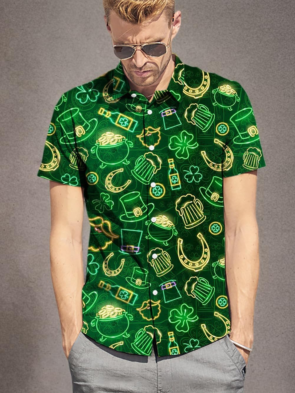 Fanient Mens Hawaiian Shirt Summer 3D Print Casual Short Sleeve Button Down Graphic Aloha Dress Shirts - Image 9