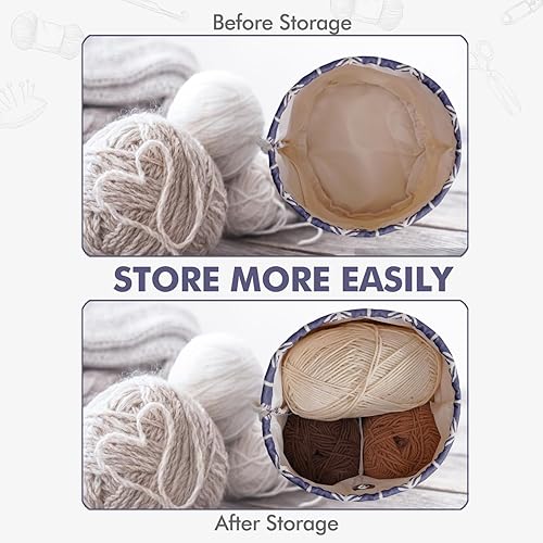 Vista 21 de TOGETRUE Bolsa de hilo, pequeña bolsa de ganchillo para tejer, organizador de bolsas de almacenamiento de hilo portátil para proyectos de ganchillo