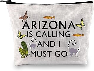 Arizona Makeup Bag Arizona Souvenir Gift Arizona Lover Gift AZ Girl Trip Gift AZ Cosmetic Bag Arizona Is Calling And I Must Go (ARIZONA IS CALLING)