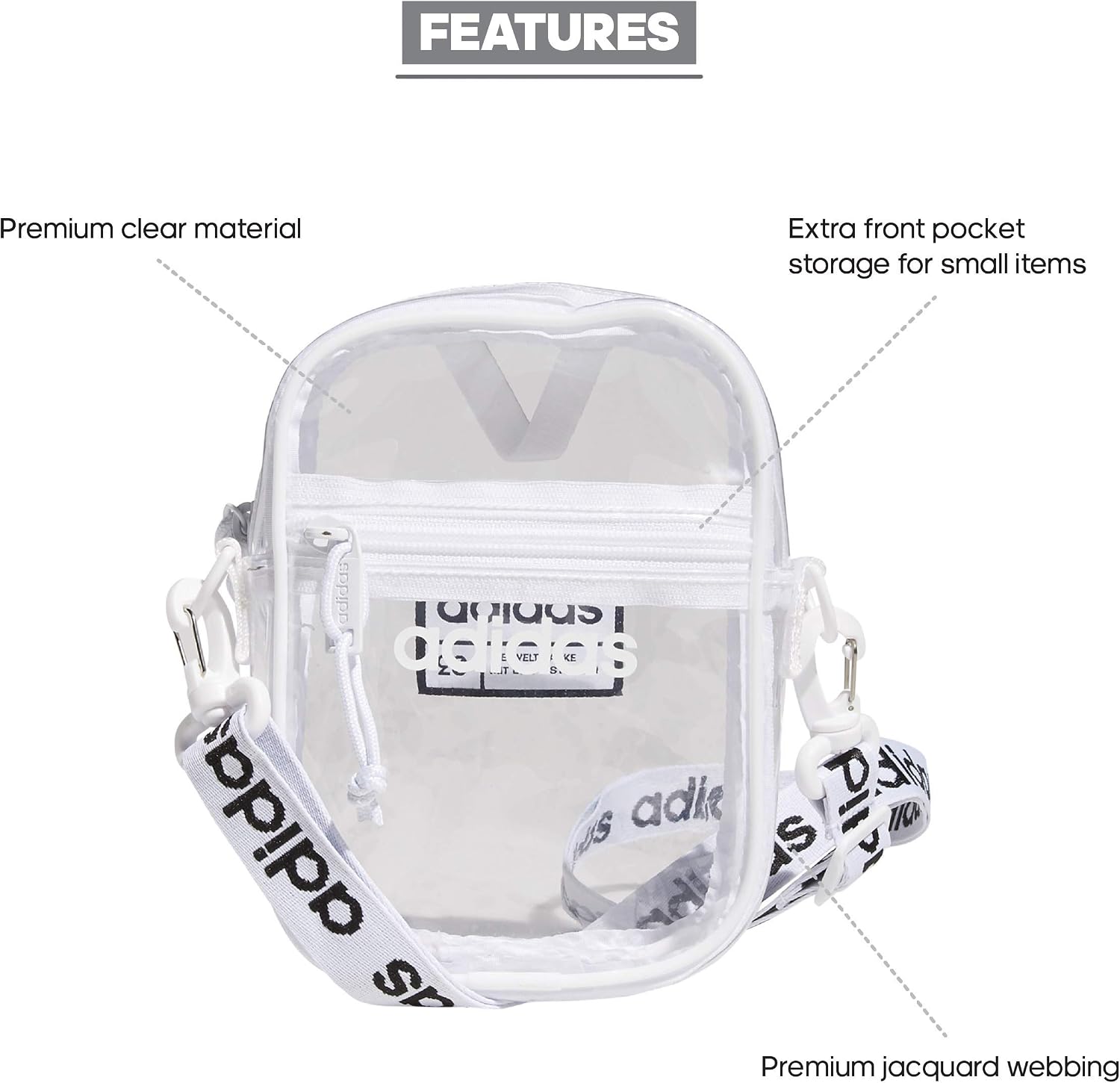 adidas Originals Festival Crossbody, Clear/White/Black, One Size