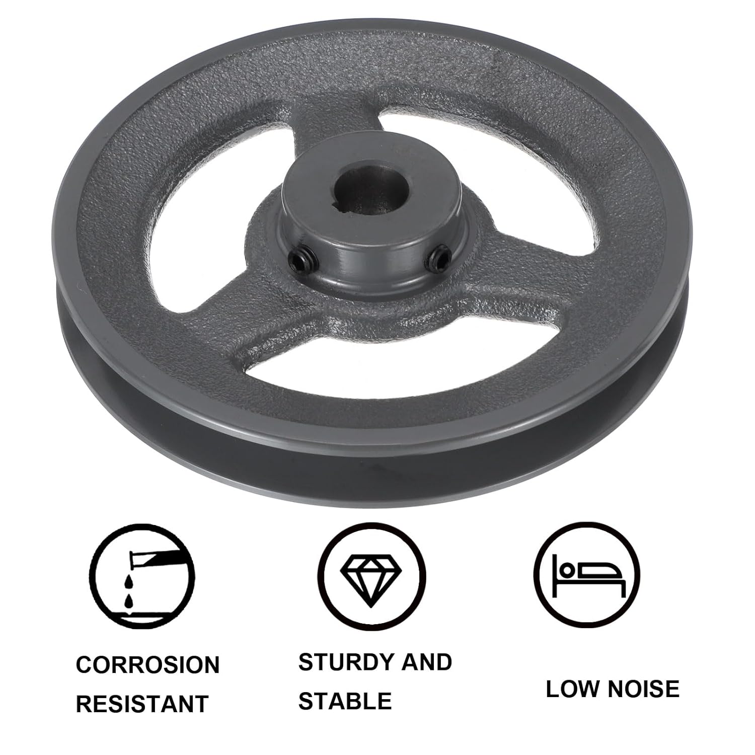 uxcell BK67-3/4 V-Belt Sheave 3/4"Bore 6.45"OD Single Groove Web Sheave Bored-to-Size Sheave, Cast Iron, Belt Section for 3L or B Belt