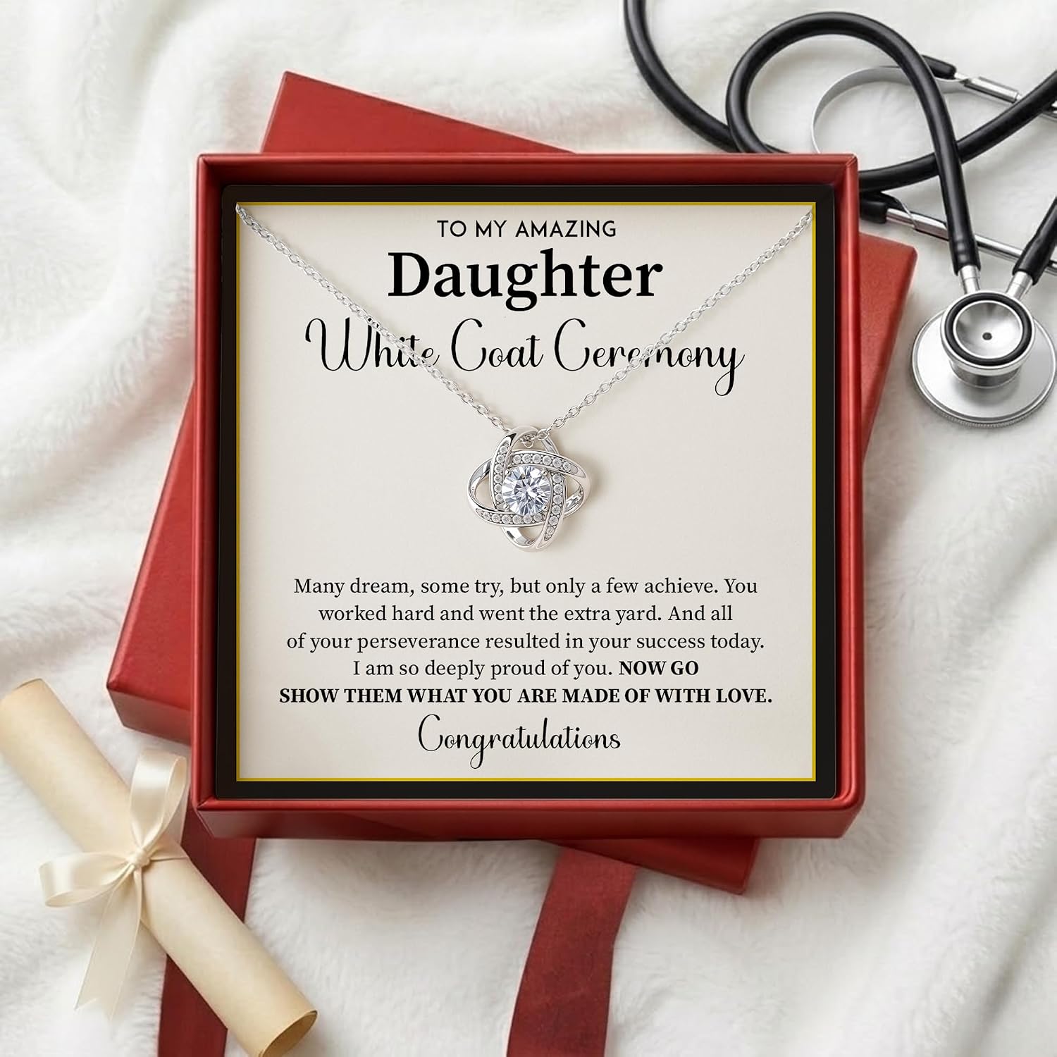 To My Daughter Necklace For White Coat Ceremony Gifts, Doctor Graduation Necklace Gift For Daughter, Future Doctor Gifts For Women, Graduation Gift For A Good Doctor