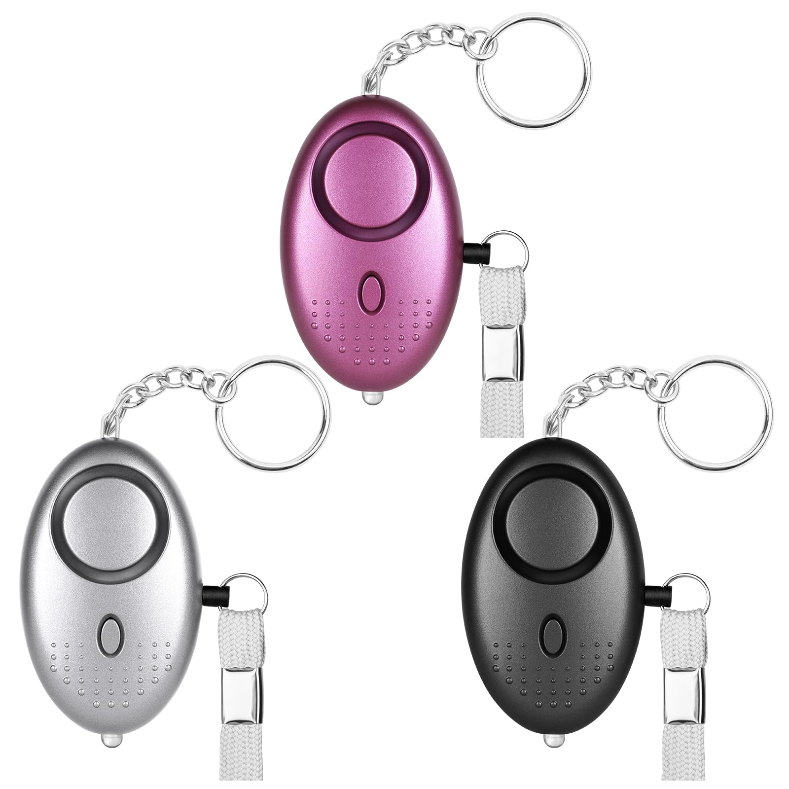 Flintronic Alarmy osobiste dla kobiet, 3 opakowania, 140 dB, alarm bezpieczeństwa osobistego, alarmy osobiste z oświetleniem LED, alarm samoobronny awaryjny dla kobiet, dziewcząt, dzieci i osób