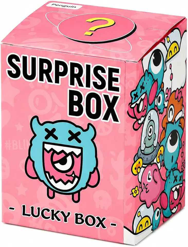 Random Surprise Lucky Box with Cartoon Design, Pink