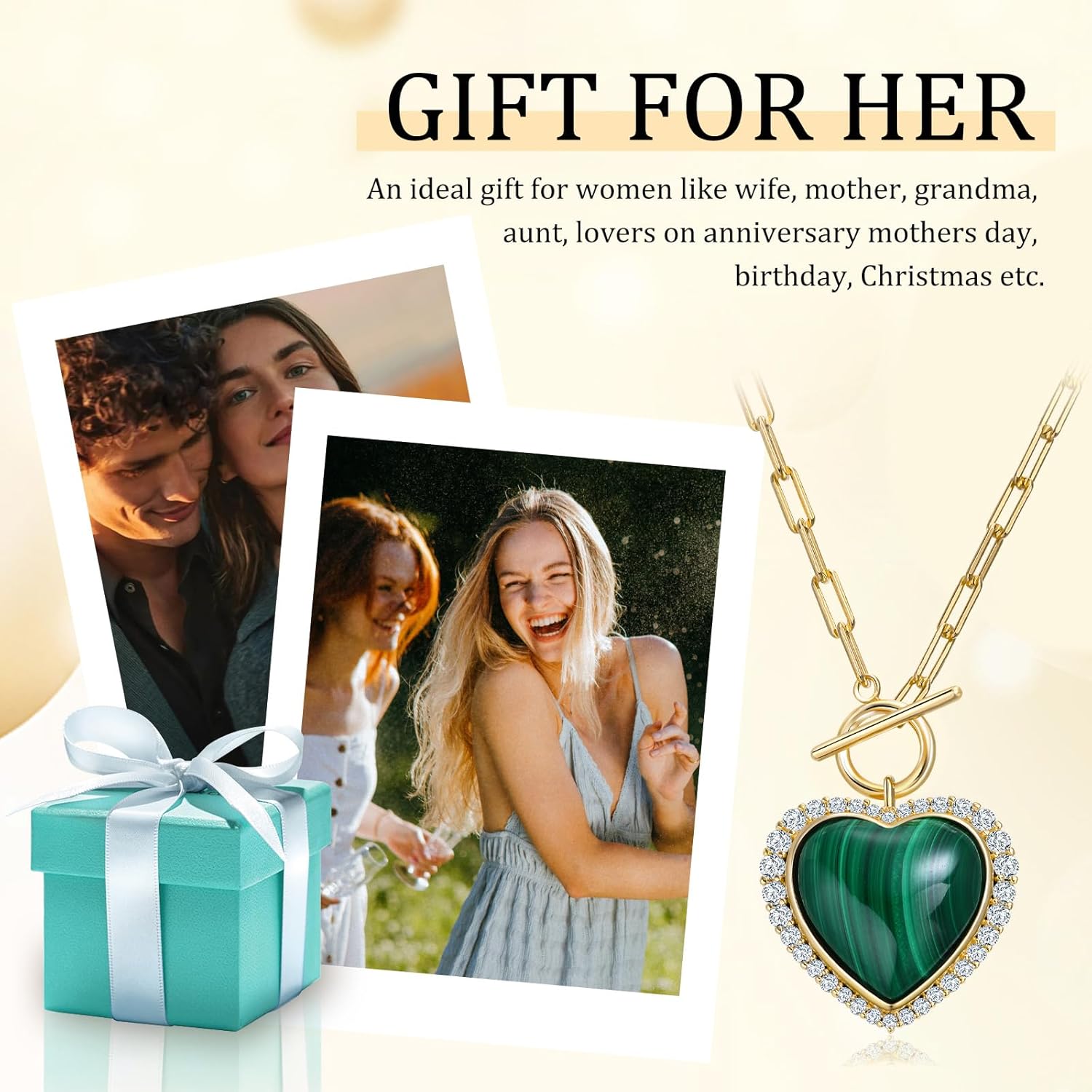 AIBAO 6-18 Cttw Genuine Turquoise/Red Coral/Lapis Lazuli/Malachite Halo Pendant for Women 925 Sterling Silver Paperclip Chain Necklace Western Jewelry - Image 4