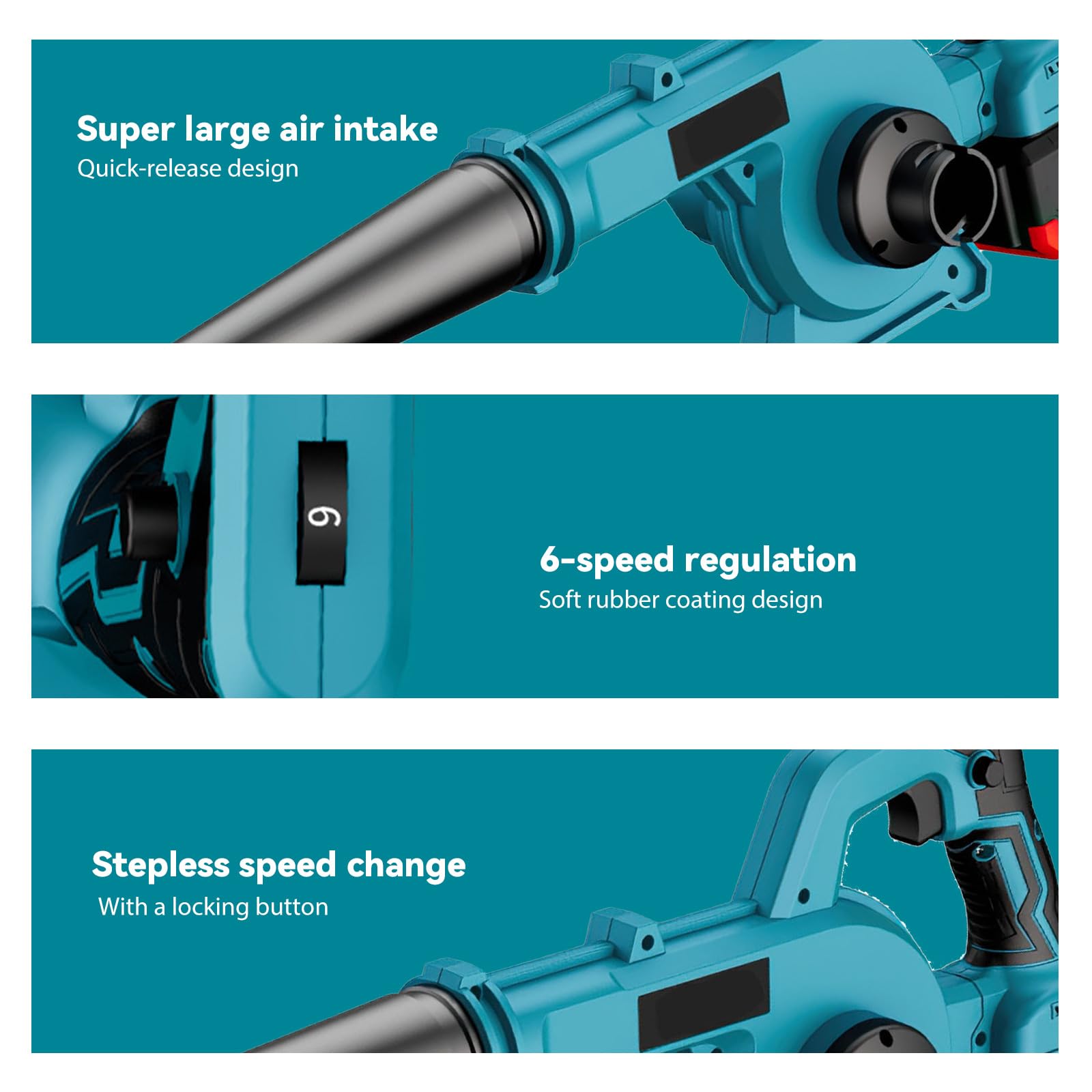 Soplador de hojas inalámbrico | Con 2 x 7500 mAh, 21 V, motor de cepillo potente 1000 W, 15 000 rpm, para jardín, callejones y terrazas