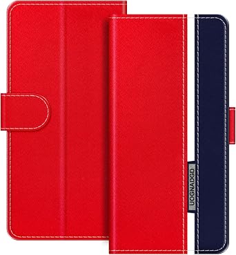 Leather Phone Case Compatible with M5 Stack Paper S3 ESP32-S3 Flip Wallet Cover with Magnetic Closure, Kickstand & Card Holders, Shockproof Protection Red