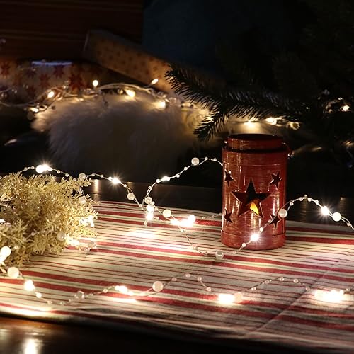 Miniatura 10 de Rhytsing Guirnalda de 36 luces LED de perlas blancas con función de temporizador para decoración de bodas, fiestas de Navidad, eventos, 14.7 pies