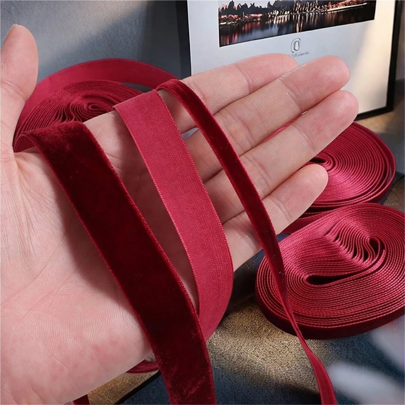 Samtband, Samtbandrollen, rot, 1–4 cm breit, 2 Stück(1.5cm)