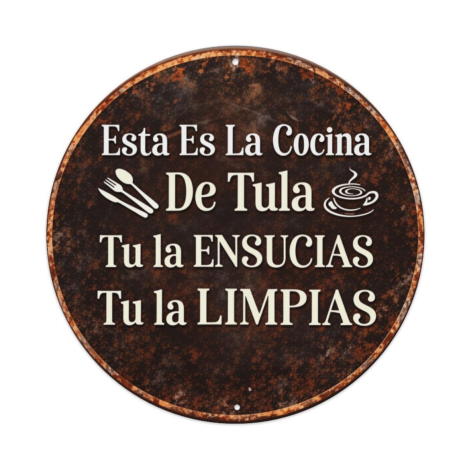 Esta Es La Cocina De Tula Tu La ENSUCIAS Tu La LIMPIAS Vintage Metal Tin Sign Retro Wall Decor, Metal Poster for Home, Bar, Cafe, Office，Man Cave，Gift,8x8 Inch