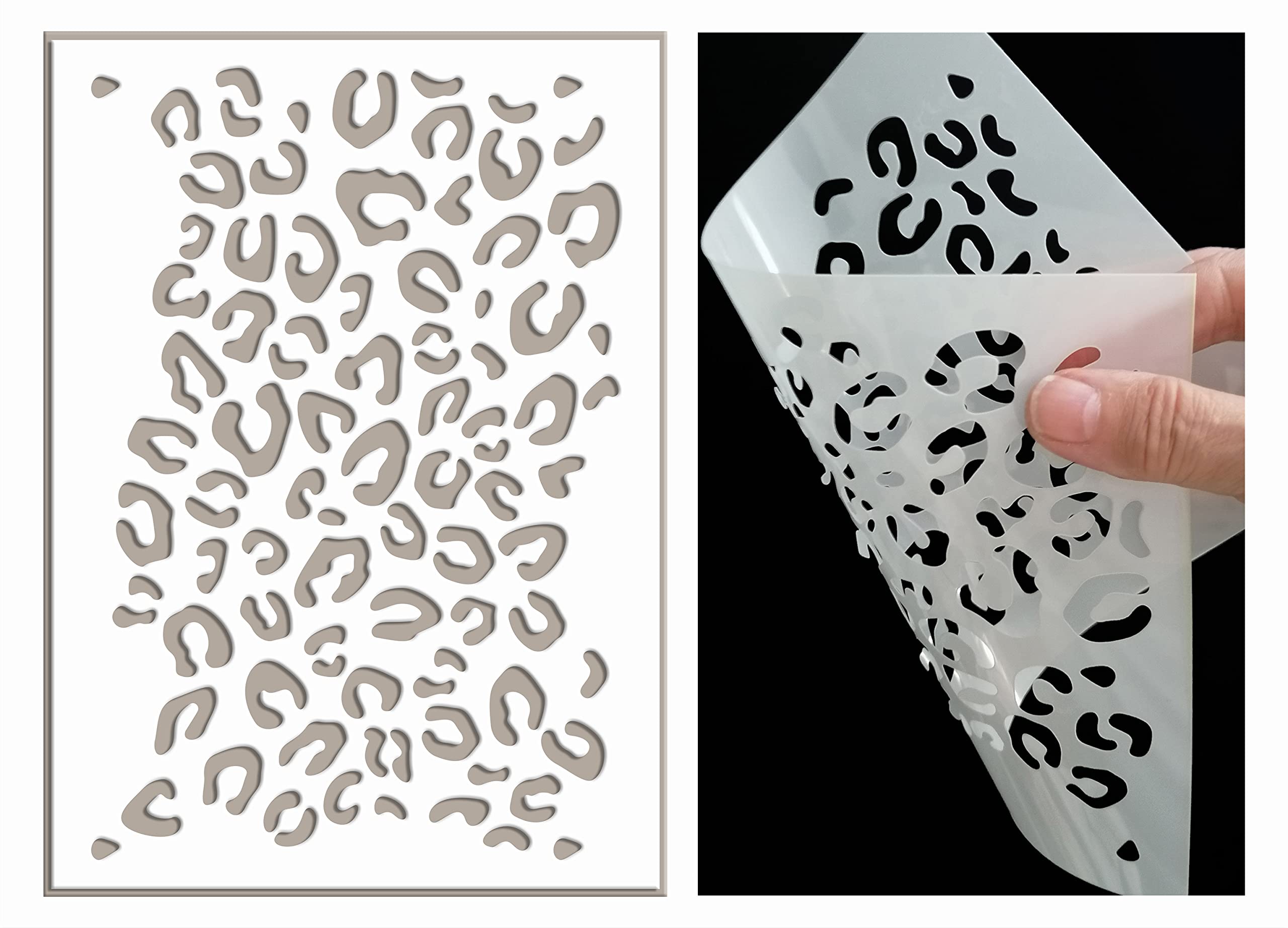ED Laser Studio Leopard Spot Stencil Large Animal Print Skin Pattern Painting Walls Furniture Canvas Fabric Floor Card Making Wood Crafts Reusable Template TE501