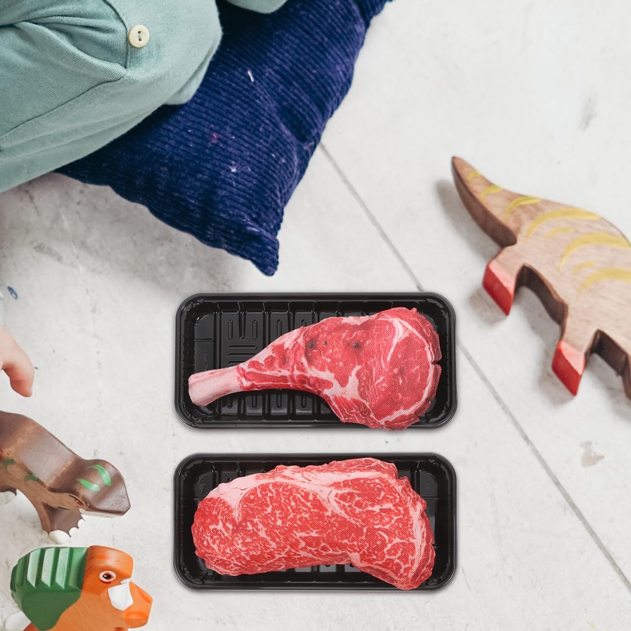 2 Sets Realistic Beef Steak Ornament Simulation Food Artificial Lifelike Fake Beef Meat Model Faux Steak Models