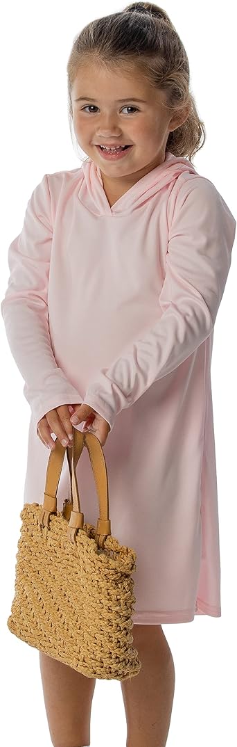 Vapor Apparel Toddler UPF 50+ UV Sun Protection Long Sleeve Performance Hooded Dress for Outdoor Lifestyle