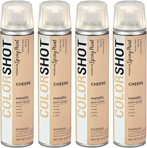 COLORSHOT Pintura en aerosol metálica Cheers (Champagne Metallic) 9 oz. Paquete de 4
